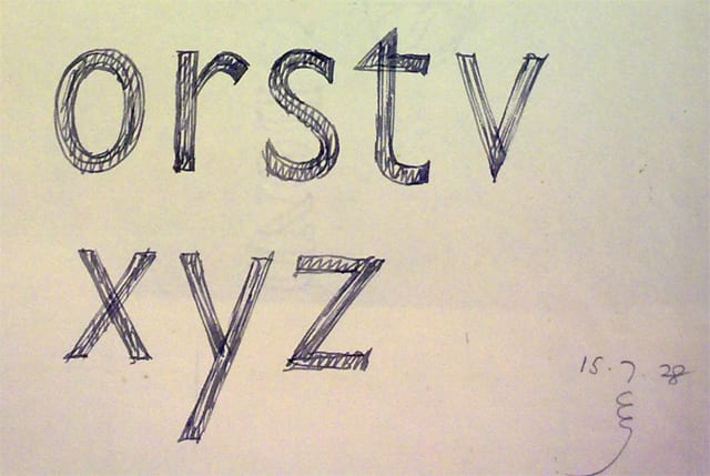 Sketches by Eric Gill for his typeface Gill Sans (1928) (©Monotype)