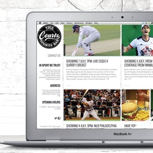 The Courts Hero website - website design,colchester
